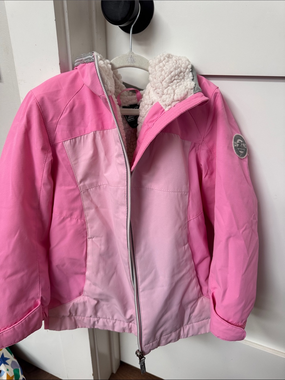 Kids Pink Sherpa-Lined Winter Jacket